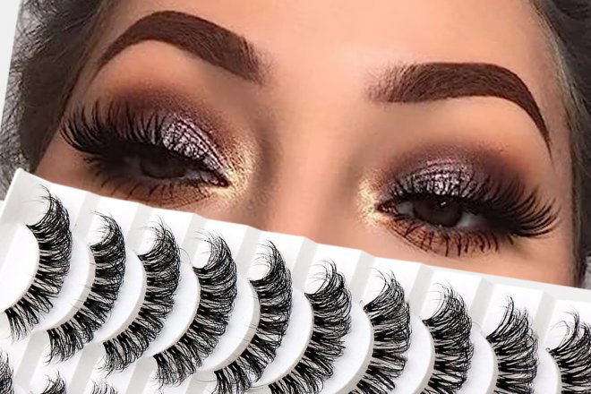 So excited for prime day on amazon，come and buy！Veleasha Russian Strip Lashes with Clear Band Looks Like Eyelash Extensions D Curl Lash Strips 10 Pairs Pack (DT01)
