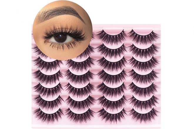 Veleasha False Eyelashes Wispy Natural Faux Mink Lashes Glam Handmade 18MM Eye Lashes 14 Pairs Pack | Vivid