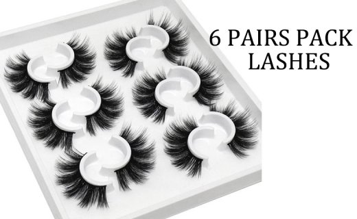 Veleasha Lashes 6 Pairs Fluffy False Eyelashes for Women 20mm Long Dramatic Faux Mink Strip 5D Lashes Pack for Gorgeous Makeup