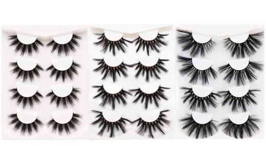 25mm 3D Faux Mink Lashes Fluffy Thick Crossed Lashes Pack 4 Pairs Dramatic Eye Lashes for Makeup (45A)