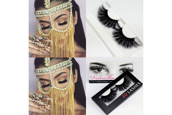 Veleasha High Volume Mink Lashes Cruelty-free 25mm Long 3D Eyelashes Dramatic Look for Makeup (609A)/False Eyelashes