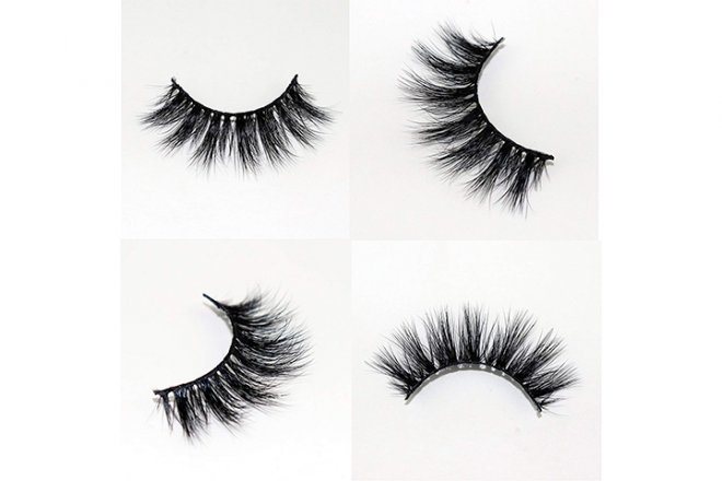 Veleasha Lashes 3D Mink Eyelashes 100% Hand-made Natural Long Cross Fake Lashes for Makeup 1 Pair Pack (No.91)