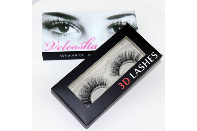 Veleasha Lashes Top Quality 3D Mink Eyelashes 100% Hand-made Natural Long Cross Fake Lashes for Makeup 1 Pair Pack (H-10)