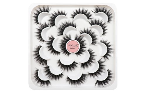 Veleasha 10 Pairs 3D Faux Mink Eyelashes Natural Volume Eyelashes Fluffy Handmade Soft Thick Reusable LashesＫ42