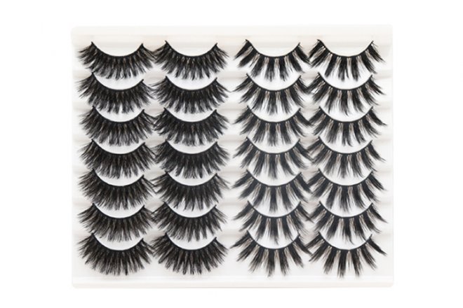 Veleasha 14 Pairs Faux  Mink Lashes 2 Styles 3D Fake Eyelashes Reusable Soft and Fluffy Lashes Pack-F69+F48