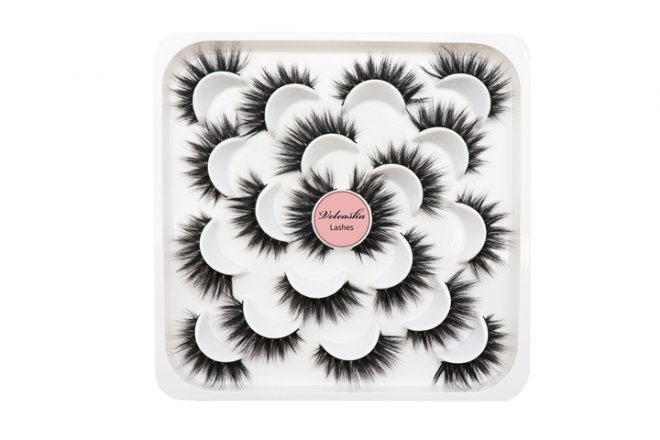 Veleasha 10 Pairs Faux Mink Lashes 3D Fake Eyelashes Reusable Soft and Fluffy Lashes Pack-K42