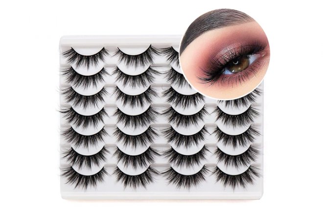 Veleasha Faux Mink Lashes Pack Fluffy False Eyelashes 14 Pairs Cat Eye Lashes