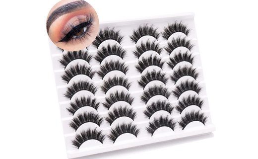 False Eyelashes 14 Pairs 20mm Faux Mink Lashes Pack Natural Look Wispy Thick Fluffy Strip Eye Lashes 