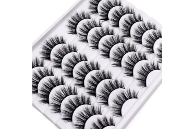 Veleasha Natural Faux Mink Lashes Handmade Eyelashes 14 Pairs Pack - M09