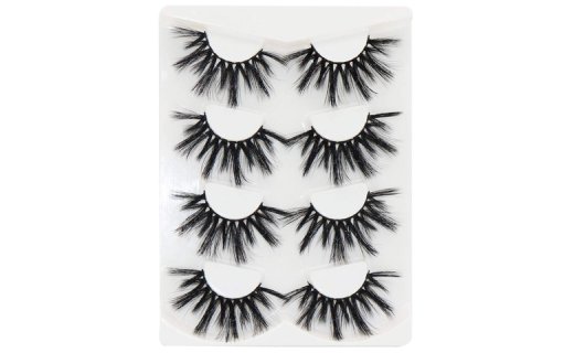 25mm 3D Faux Mink Lashes Fluffy Thick Crossed Lashes Pack 4 Pairs Dramatic Eye Lashes for Makeup (45A)