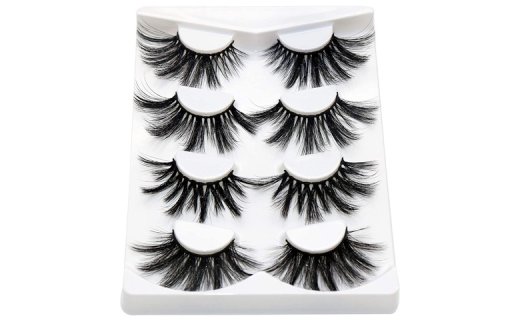 Veleasha 25mm Lashes Dramatic Fluffy Volume False Eyelashes 4 Styles 4 Pairs Mix Pack Handmade Faux Mink Lashes for Women Bold Makeup (Mix)