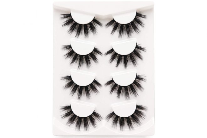 Veleasha False Eyelashes 20mm 4 Pairs Lashes Pack Wispy Natural Long Faux Mink Strip 3D Lashes for Make Up | L07