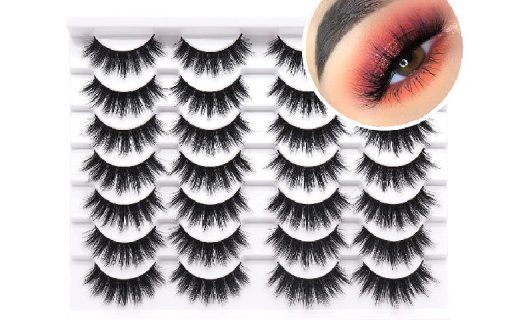 Veleasha Eyelashes 14 Pairs Eye Lashes Pack Fluffy Volume Faux Mink Lashes with Soft Band 18MM Long False Eyelashes for Women