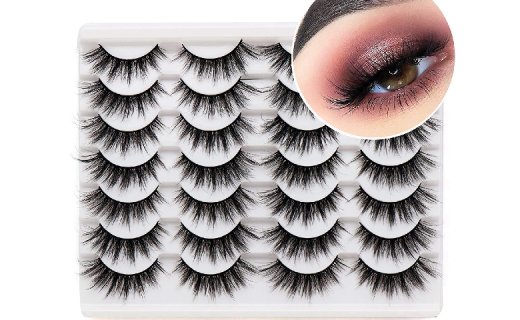 Veleasha Eyelashes Natural Look Faux Mink Lashes Pack Handmade Fluffy False Eyelashes 14 Pairs Cat Eye Lashes