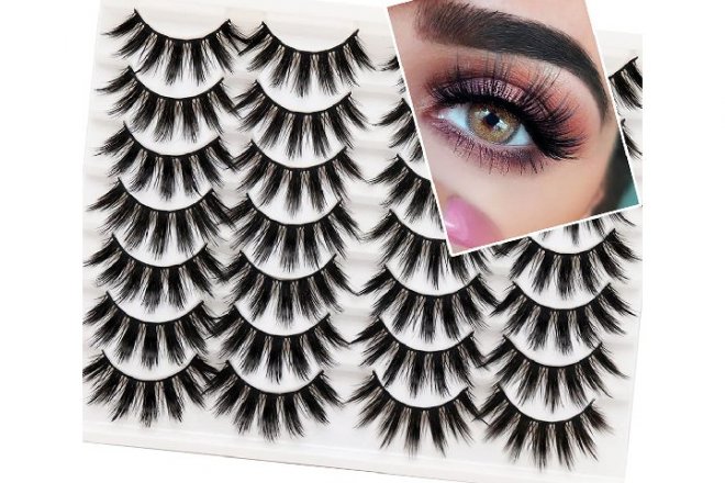 Veleasha False Eyelashes 20mm Faux Mink Lashes Long Dramatic 5D Fluffy Natural Look Lashes 14 Pairs Pack for Makeup (F69)