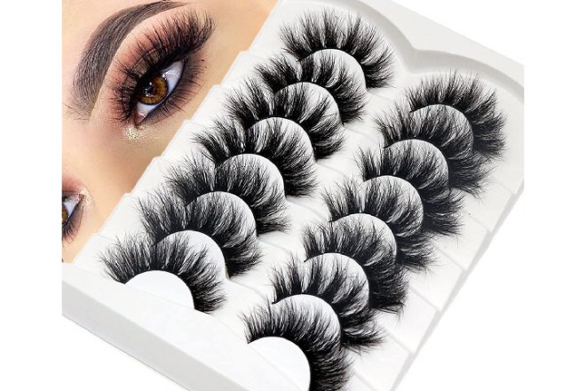 Veleasha False Lashes Super Fluffy Faux Mink Eyelashes Dramatic Long and Full Fake Eyelashes 7 Pairs Pack Volume Lashes