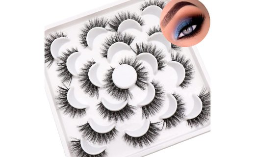 Veleasha False Lashes 10 Pairs Natural Eyelashes Pack Fluffy Fake Eyelashes Wispy Strip Eye Lashes for Makeup