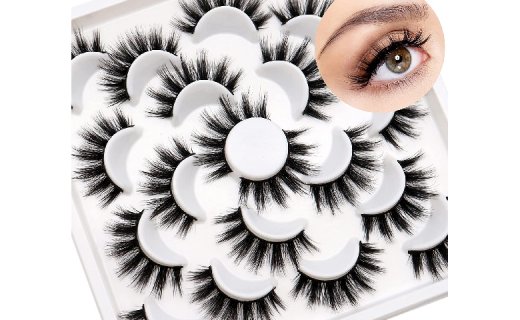 Veleasha False Eyelashes 10 Pairs Fluffy Wispy Lashes Pack Natural Soft Fake Lashes Thick Volume Reusable Strip Eye Lashes Multipack
