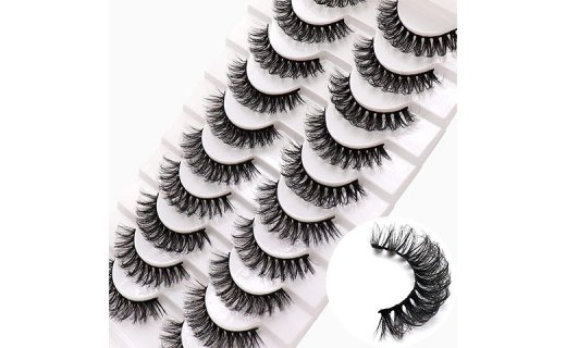 Veleasha Russian Strip Lashes DD Curl False Eyelashes Fluffy Wispy Faux Mink Lashes 10 Pairs Pack (D04) 