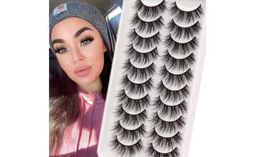 Veleasha False Lashes Pack 6D Faux Mink Eyelashes Wispy Lightweight Volume Eye Lashes 10 Pairs Multipack (6D04)