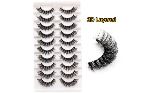 Veleasha Russian Strip Lashes with Clear Band Looks Like Eyelash Extensions D Curl Lash Strips 10 Pairs Pack (DT05) 