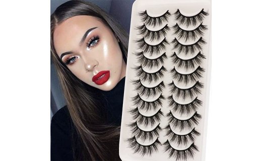 Veleasha Lashes Natural Look False Eyelashes 15mm 6D Faux Mink Lashes Soft Handmade Lightweight Eye Lashes Wispy 10 Pairs Pack (6D01)
