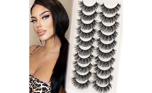 Veleasha Lashes Natural Look Faux Mink Eyelashes 10 Pairs Pack Individual Lashes Handmade Light Volume Eyelash Extensions Look False Lashes (6D17)