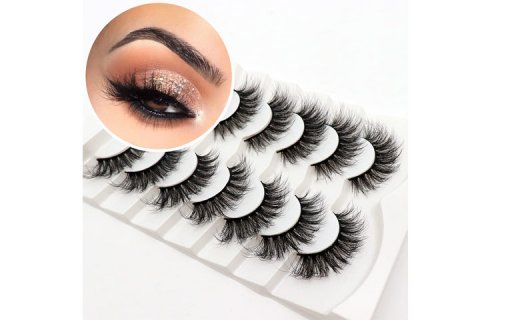 Veleasha False Eyelashes Wispy Faux Mink Lashes Fluffy Handmade Fake Eyelashes 18MM Natural Look 7 Pairs Pack Luxury Cat Eye Lashes (8D04)