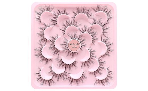 Veleasha Lashes with Clear Band, 10 Pairs Pack C Curl Fluffy Natural Look Faux Mink Eyelashes for Women (H-T01)
