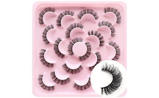 Veleasha Eyelashes D Curl Russian Strip Lashes 3D Fluffy Individual Lashes Look False Eyelashes 10 Pairs Pack (H-D03) 