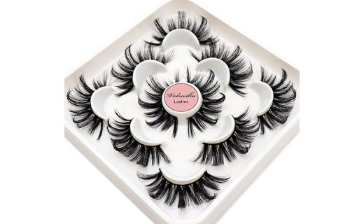 Veleasha 25mm Lashes Long Fluffy Faux Mink Eyelashes Dramatic Big Curl False Eyelashes for Women, 5 Pairs Pack Fake Lashes (MS04) 