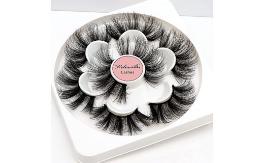 Veleasha 25mm Lashes 8D Dramatic Long Wispy Fluffy False Eyelashes High Volume Thick Fake Lashes 4 Pairs Eye Lashes Sets Pack (M03) 