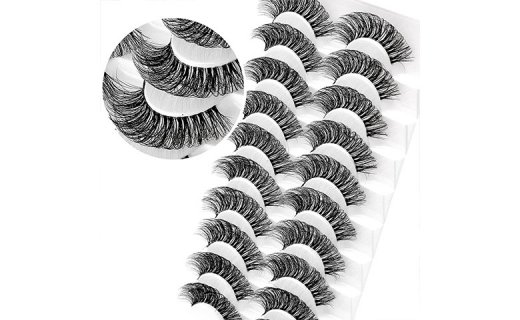 Veleasha Russian Strip Lashes with Clear Band D Curl Lash Strips 10 Pairs Pack (DT04)