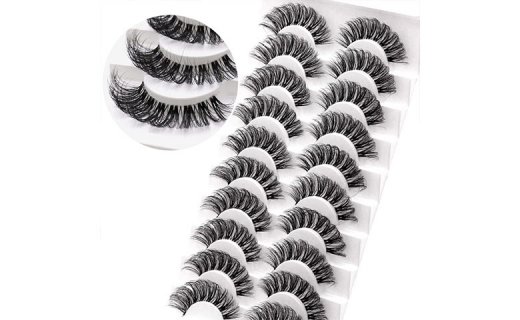 Veleasha Russian Strip Lashes with Clear Band D Curl Lash Strips 10 Pairs Pack (DT01)
