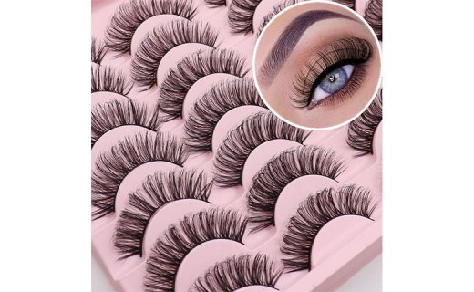 Veleasha D Curl Russian Strip Lashes Wispy & Natural False Eyelashes 14 Pairs Pack(LC15 )