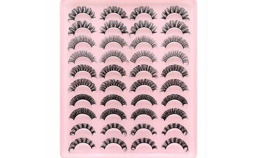 Veleasha Russian 20 Pairs Pack Strip Lashes Super Curly False Eyelashes 5 Style Mixed Pack DD Curl Lashes(20 Pairs,5 Styles)