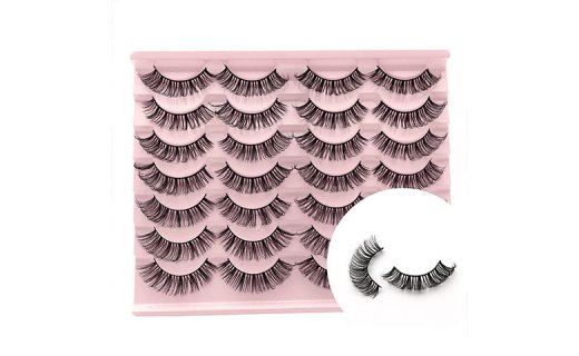 Veleasha D Curl Russian Strip Lashes Wispy & Natural False Eyelashes 14 Pairs Pack(LC12 )