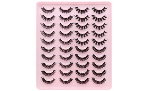 Veleasha Russian 20 Pairs Pack Strip Lashes Super Curly False Eyelashes 5 Style Mixed Pack DD Curl Lashes( (20 Pairs,4 Styles) )