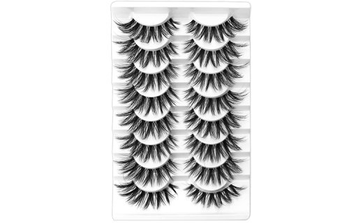 Veleasha Manga Lashes Natural Look False Eyelashes 8 Pairs Pack  Light-weight Comfortable Fake Eyelashes