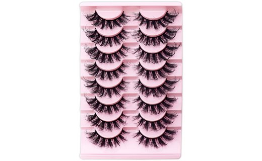 Veleasha False Eyelashes Cat Eye Lashes Natural Look Fluffy D Curl Fake Lashes that Look Like Extensions 8 Pairs Pack | Glam Lashes 04