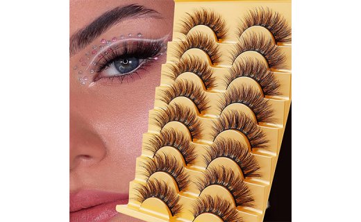 Veleasha Eyelashes 3D Faux Mink Lashes Natural Look Wispy Cat Eye Lashes 8 Pairs Pack | Glam Lashes 03