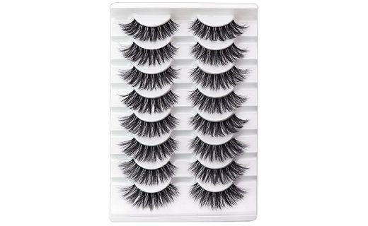 Veleasha Lashes Natural Look False Eyelashes 8 Pairs Pack Wispy Lashes with Clear Band 3D Fake Eyelashes | Style 04