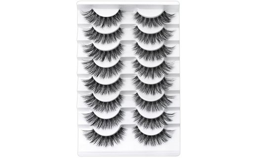 Veleasha Lashes Natural Look False Eyelashes 8 Pairs Pack Wispy Lashes with Clear Band 3D Fake Eyelashes | Style 01