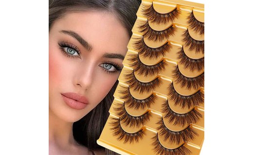Veleasha Lashes Natural Look Fluffy Wispy False Eyelashes 3D Cat Eye Faux Mink Lashes 8 Pairs Pack | Glam Lashes 02