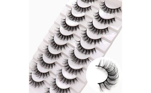 Veleasha Russian Strip Lashes DD Curl False Eyelashes Fluffy Wispy Faux Mink Lashes 10 Pairs Pack (D05)