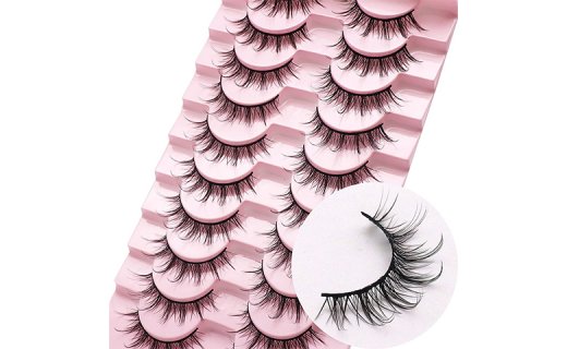 Veleasha Manga Lashes Natural Look C Curl False Eyelashes Fluffy Wispy Faux Mink Lashes 10 Pairs Pack (D08)