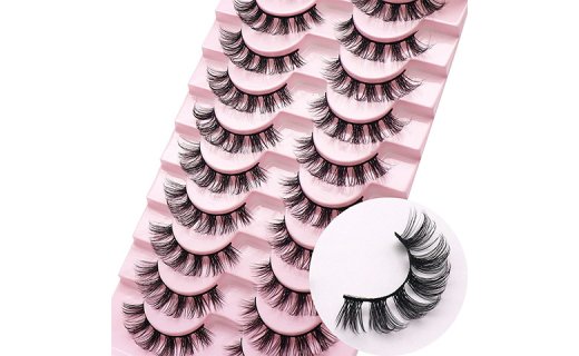 Veleasha Lash Clusters Russian Strip Lashes DD Curl False Eyelashes Fluffy Wispy Faux Mink Lashes 10 Pairs Pack (D09)