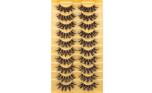 Veleasha Russian Strip Lashes with Clear Band Looks Like Eyelash Extensions D Curl Lash Strips 10 Pairs Pack (DT15)