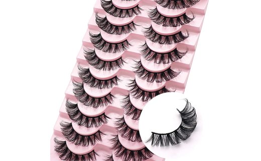 Veleasha Russian Strip Lashes DD Curl False Eyelashes Fluffy Wispy Faux Mink Lashes 10 Pairs Pack (D07)