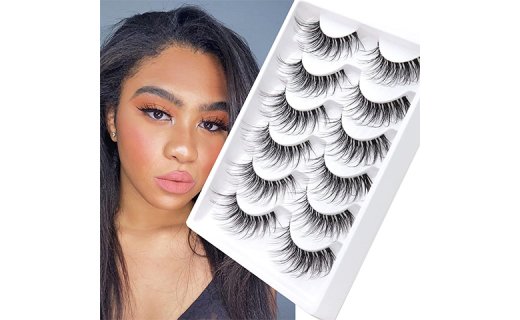 Veleasha Lashes with Clear Band Fluffy Lashes that Look Like Extensions 6 Pairs Pack Invisible False Eyelashes (12-18mm)